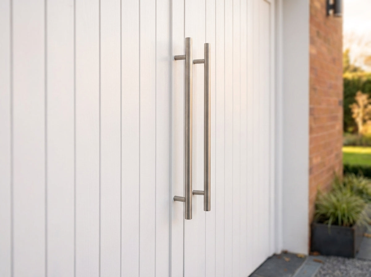 External Composite Garage Door with Solid Timber Core, White Painted Finish - detail view