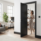 Premium Custom Made Industrial Style Door with Sleek Black Finish and Versatile Glazed or Solid Options