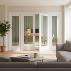 Internal Room Divider Set with Clear Glass and Obscure Lines - Four Cottage Doors and Pre-Primed White Frame for Easy...
