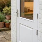 External White Composite Door with 2x Clear Glass, Painted Finish - detail view