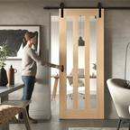Premium Clear Glazed Face Mounted Sliding Door Set with Heavy Duty Hardware for Internal Wooden Doors Up to 100kg