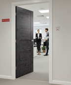 Premium FD30 Fire Door with Dark Grey Walnut Laminate Finish and Low Maintenance Design