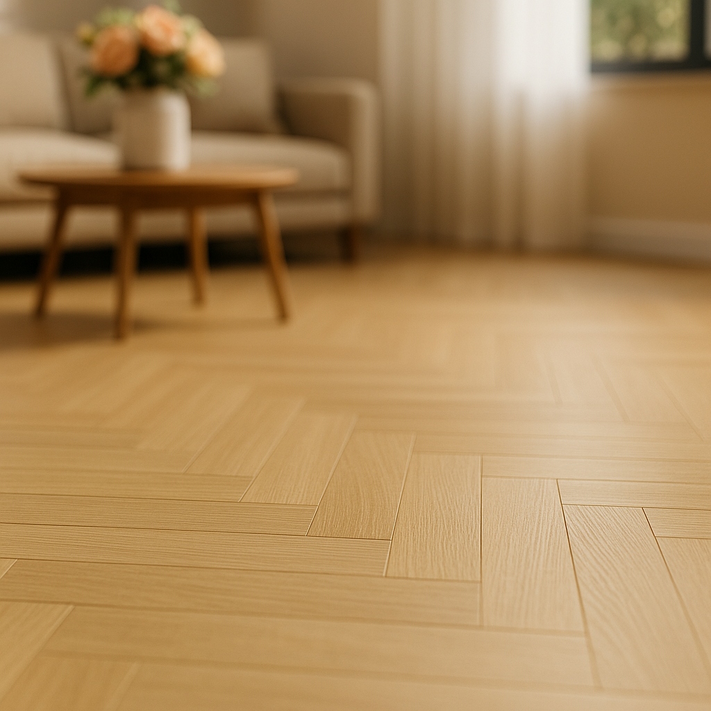 Herringbone 5mm Rigid Core LVT Flooring in Prime Oak with Purecoat - detail view