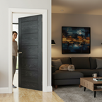 Premium Brushed Black Oak Fire Door with Solid Core, Certified for Strength and Stability