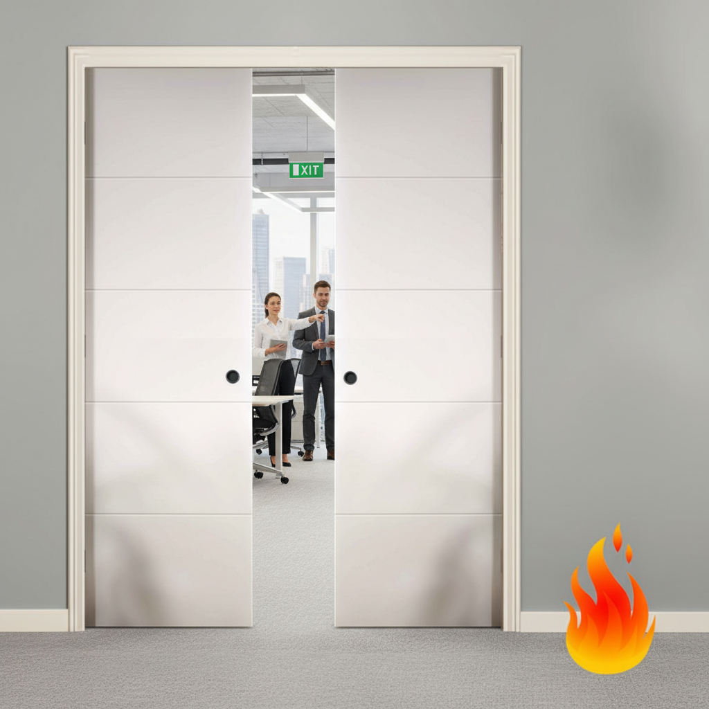 Premium Double Fire Rated Pocket Door Frame with High-Density Fire-Resisting Jambs and Easy Installation Features