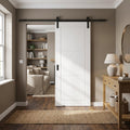 Internal White Sliding Door, 3 Panel, Primed Finish, Black Top Mounted
