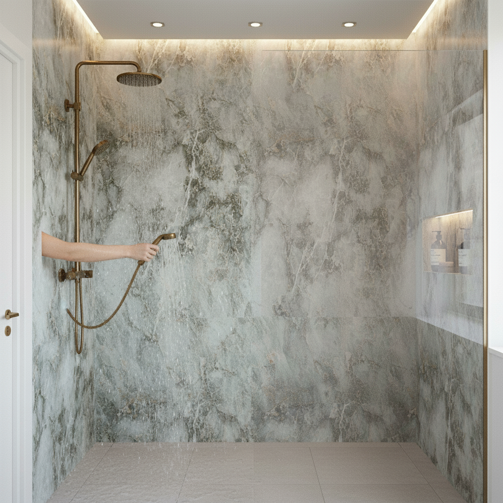 Premium Waterproof Wall Panelling with Neutral Marble Effect - 2420 x 1200mm for Professional Spaces