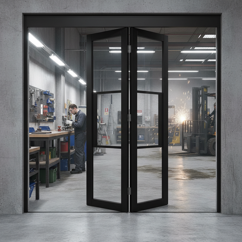 Premium Industrial Style Folding Doors with Clear Glass - 3 Door Room Divider, Slim Profile, and Top Hung Design for Modern Spaces