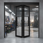 Premium Industrial Style Folding Doors with Clear Glass - 3 Door Room Divider, Slim Profile, and Top Hung Design for Modern Spaces