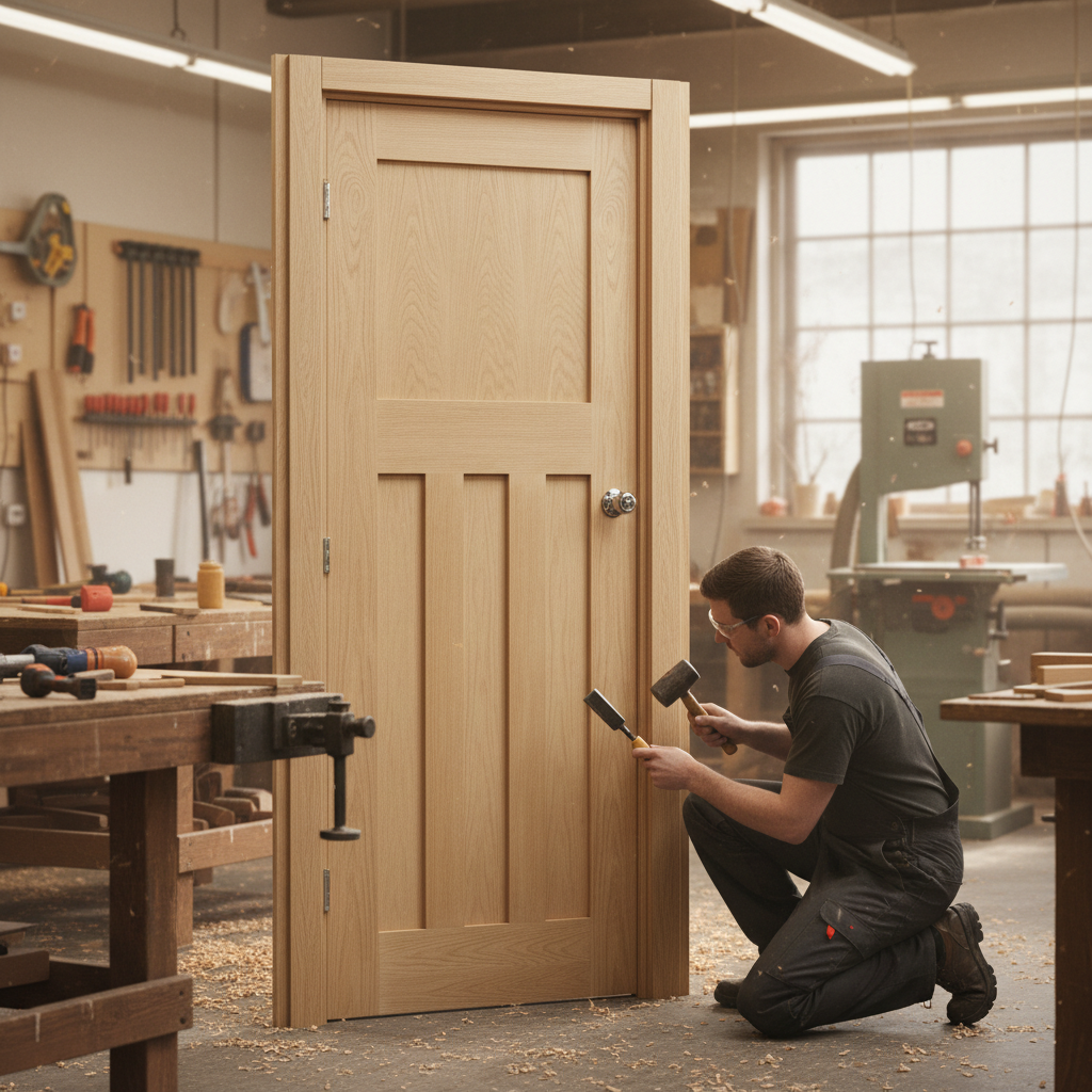 Premium Flat Panel Internal Door with Engineered Construction and Real Oak Veneer for Modern Home D?or