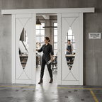 Premium Double Sliding Door System with Clear Glazed Doors and Adjustable Pelmet for Versatile Internal Applications