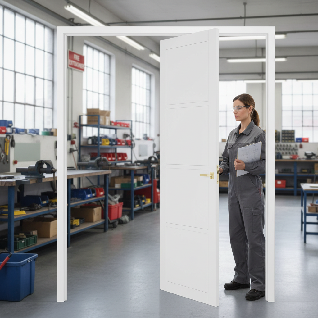 Premium White Industrial Style Door Pair with Solid Core and Versatile Design for Modern Interiors