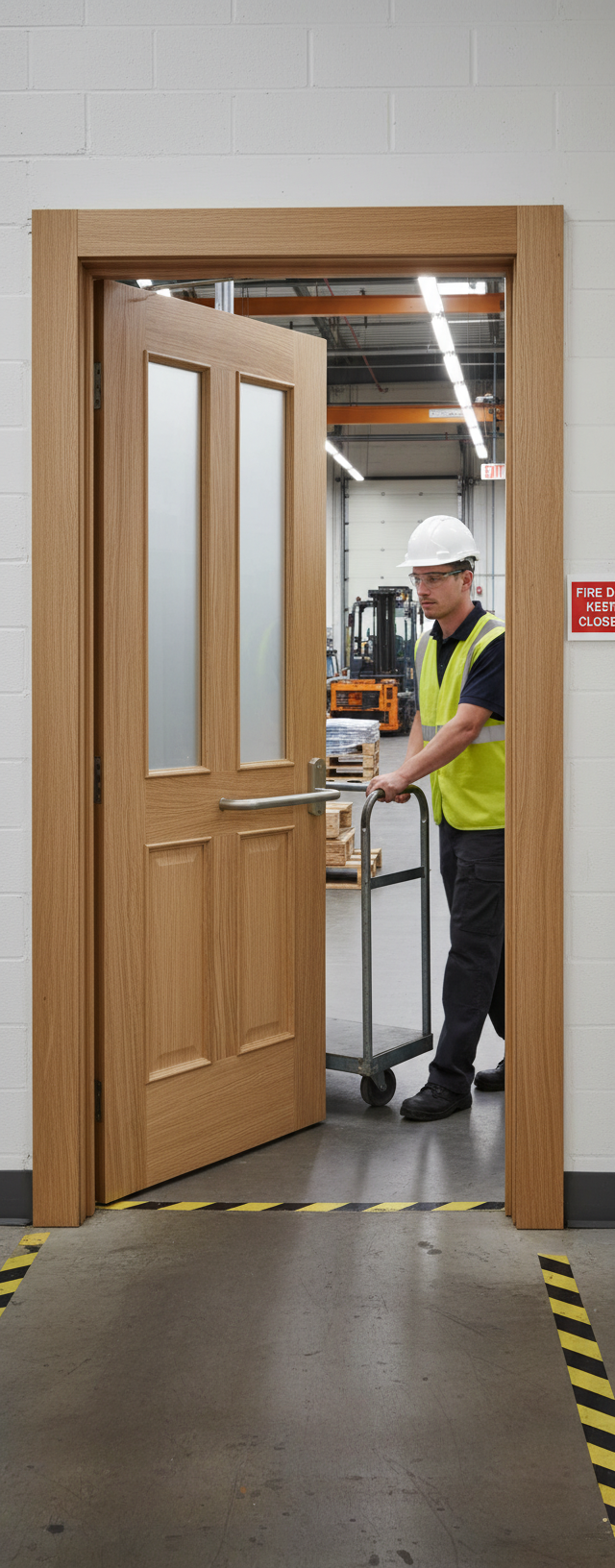 Premium Internal Clear Glazed FD30 Fire Door with Decorative Beading - Unfinished for Custom Finishing