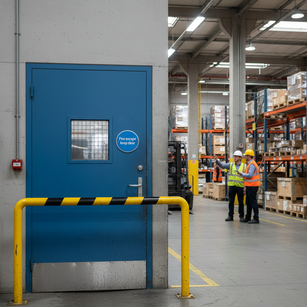 Premium Fire Escape Door Sign in Satin or Bright Stainless Steel Finish with 10-Year Guarantee