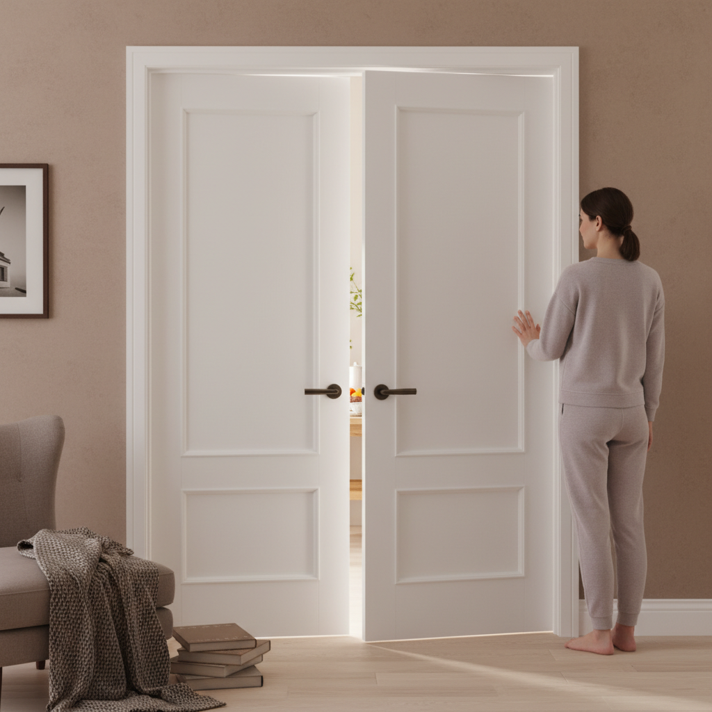 Premium 2 Panel White Internal Door Pair with Raised Mouldings - Versatile and Stylish Design for Home Revamps