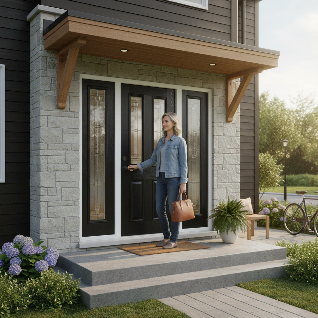 Premium Heavy Duty Composite Grand Entrance Door with Elegant Glass Design and Customizable Dimensions