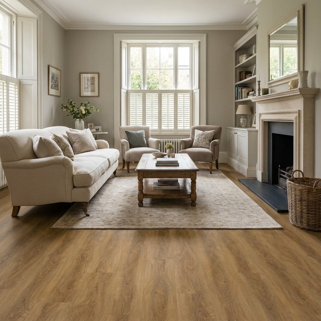 5mm Rigid Core Vinyl Flooring, Cottage Oak, 100% Waterproof, 1220 x 181 mm