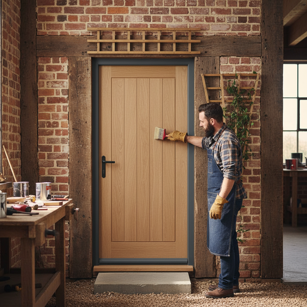 Premium Unfinished Hardwood External Door with Solid Core Construction and Customizable Finish Options