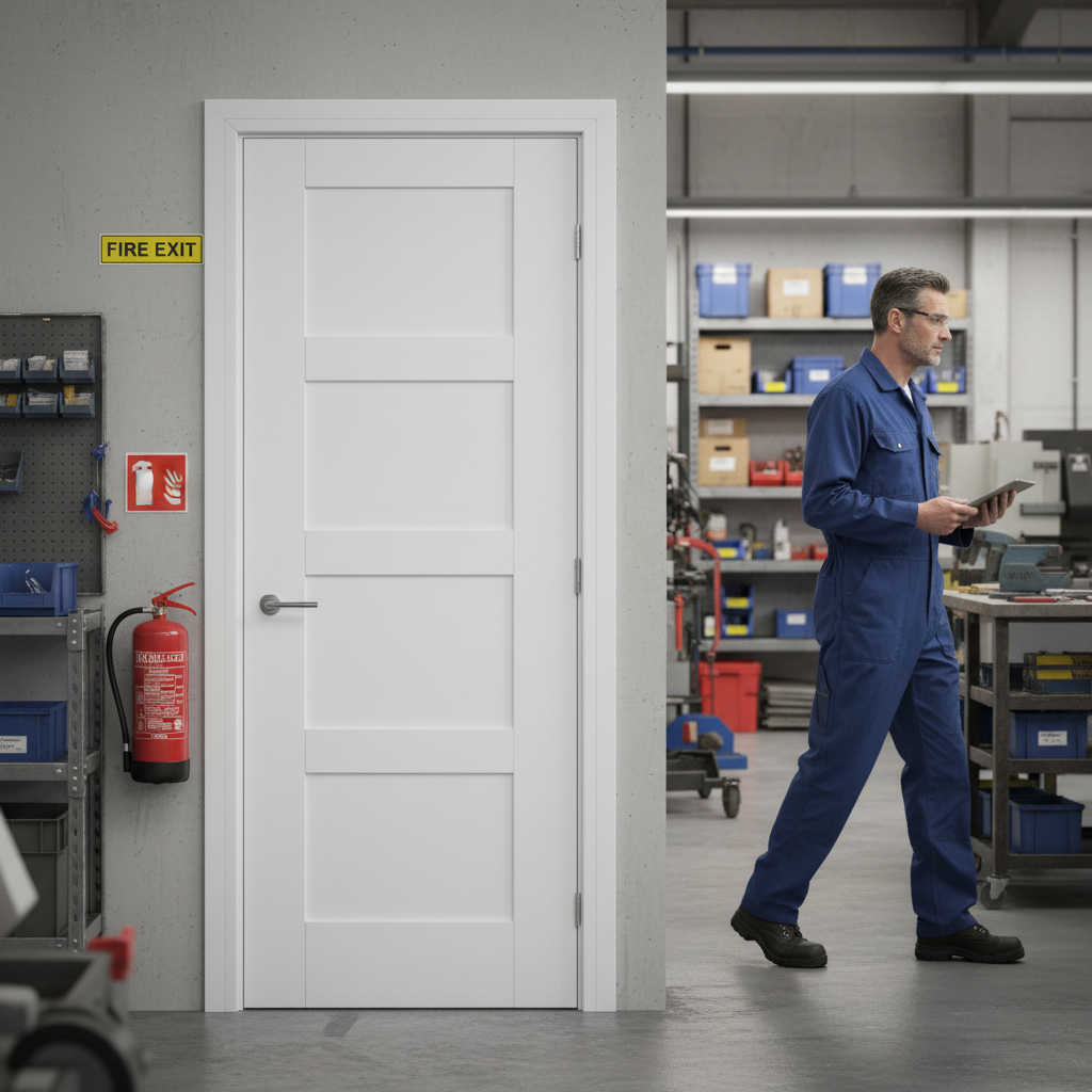 Premium Internal White Primed 4 Panel Shaker Fire Door - Solid Core, 30 Minutes Fire Rated, Multiple Size Options Available