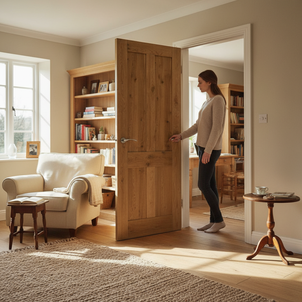 Premium Rustic Oak Internal Door with Natural Knotty Appearance and Solid Core Construction