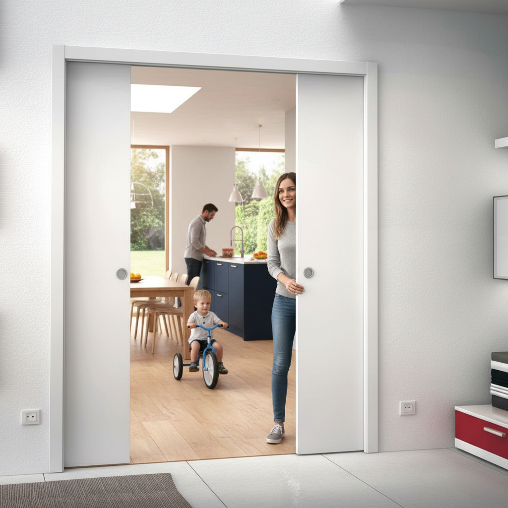 Premium Double Classic Wiring Ready Pocket Door System for Space-Saving Solutions with Easy Installation