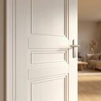 Internal White 3 Panel Door, Primed Finish, Solid Engineered Timber Core - detail view