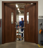 Premium Custom Made Internal Walnut FD30 Clear Glazed Fire Door Pair - Bespoke Designs Available