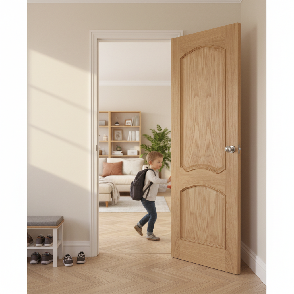 Premium Oak Internal Door with Raised Mouldings, A-Grade Veneer, and Engineered Construction for Durability