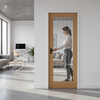 Premium Oak Pocket Door Set - 1 Light Obscure Lined Clear Glass, Customizable Finish, Space-Saving Design for Modern Interiors - Image 2
