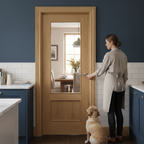 Premium Custom Made Oak Clear Glazed Internal Door with Raised Mouldings for Elegant Home Decor