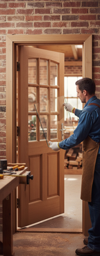 Premium Hardwood External Door with Nine Unglazed Panels and Curved Top Edge Design