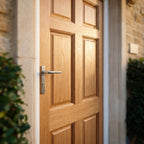 External Hardwood 6 Panel Unfinished Solid Core Door - detail view