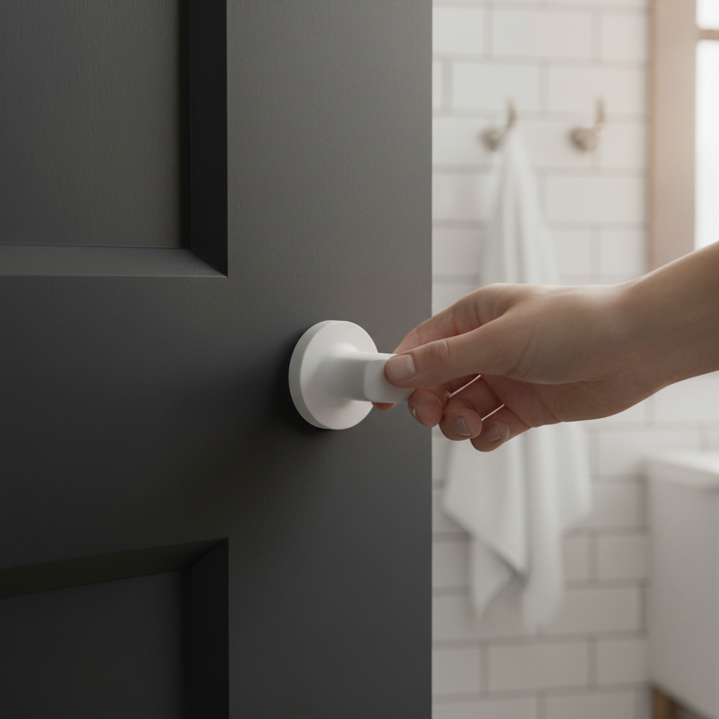 Premium Round WC Thumbturn Lock for Bathroom Doors - Sleek Matt White Finish, Easy Installation, Ideal for Privacy - Image 2