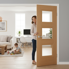 Premium Clear Glazed Oak Internal Door with Solid Core and Engineered Construction for Strength and Stability