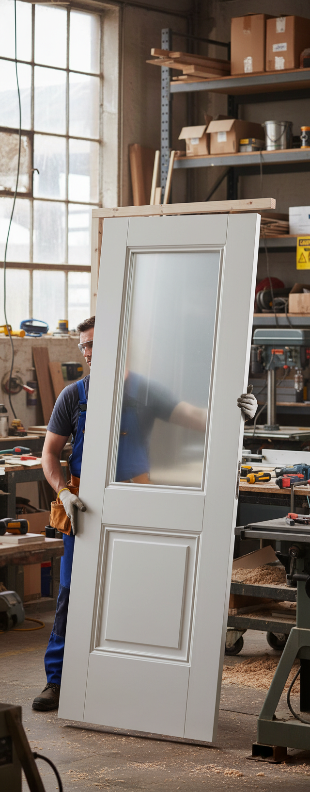 Premium Internal Clear Glazed White Primed Door with Decorative Detail and Engineered Construction for Enhanced Stability