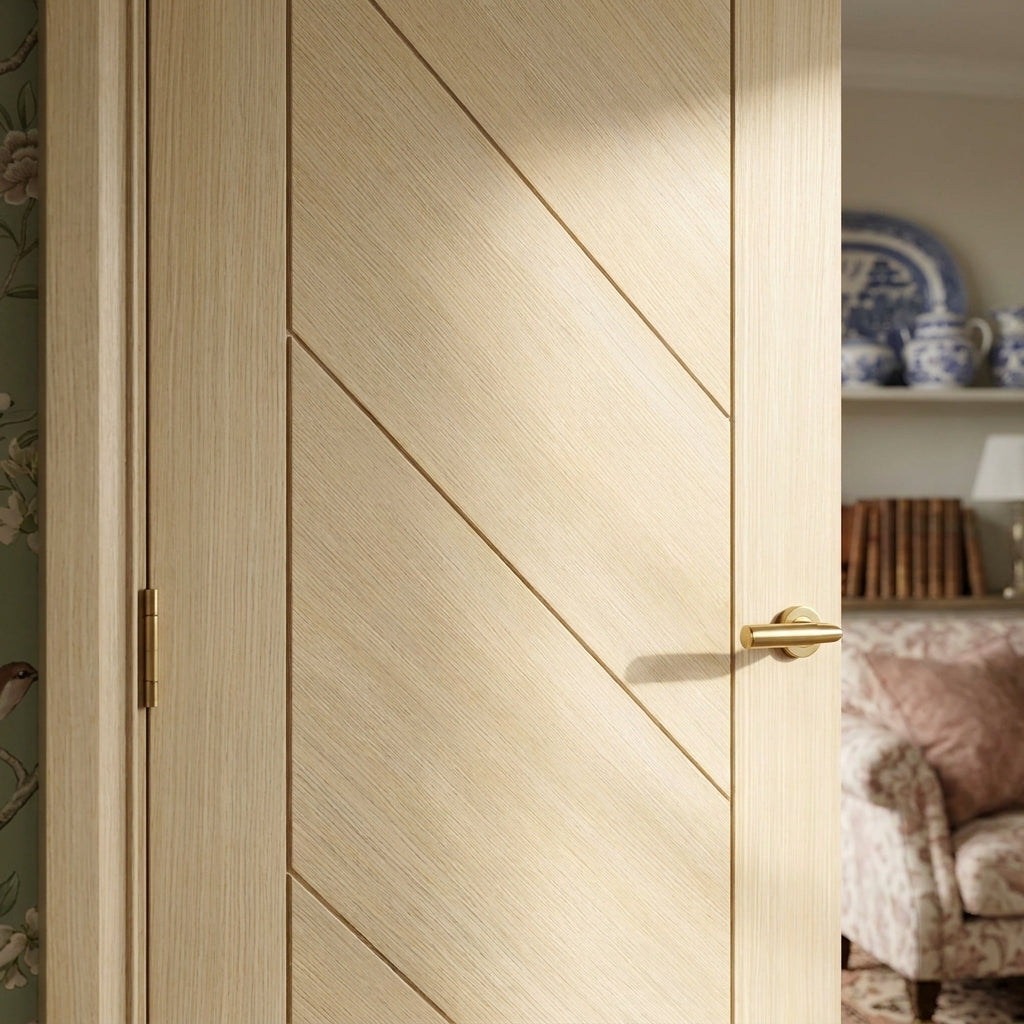 Blonde Oak Internal Door Fully Finished Stockholm - detail view