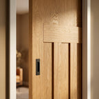 Pocket Door Set Oak Unfinished 1930's 4 Panel Framed Internal 100mm - detail view