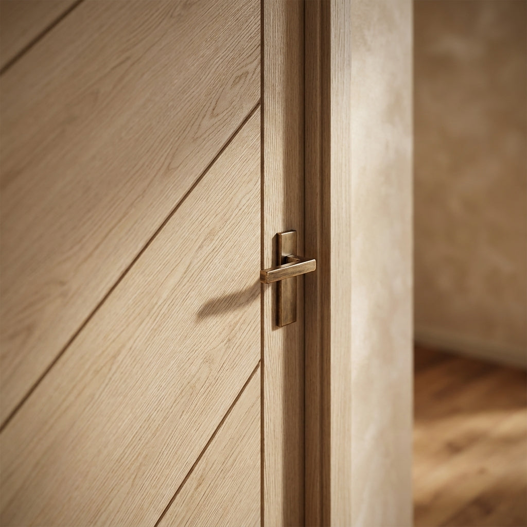 Internal Laminate Stockholm Door in Ivory with Fully Finished Surface - detail view