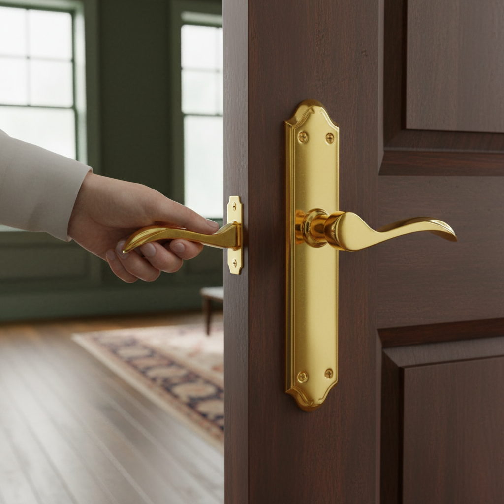 Premium Curved Lever Door Handle on Long Backplate with Traditional Detailing and Fire Door Rating