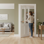 Internal Primed Flat Victorian Shaker 2 Panel Door with Obscure Glass and Engineered Core Construction - Image 2