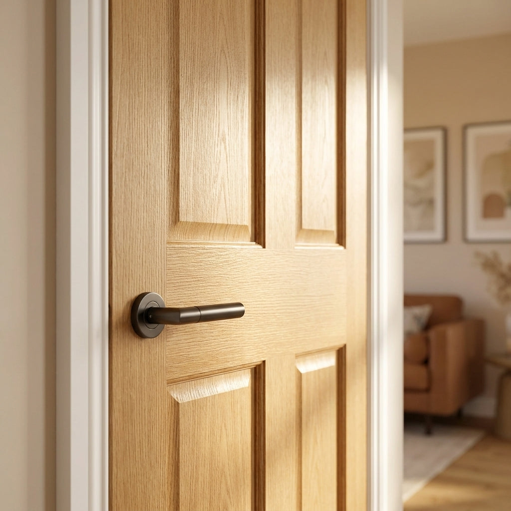Internal Oak FD30 Fire Door Fully Finished Made-to-Measure Victorian - detail view
