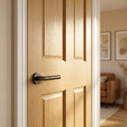 Internal Oak FD30 Fire Door Fully Finished Made-to-Measure Victorian - detail view