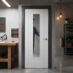 Premium 7 Panel Laminate Glazed Door with Linear Design for Enhanced Natural Light