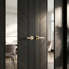 Internal Black Double Door with Clear Glass, Fully Finished, Stockholm Style - detail view