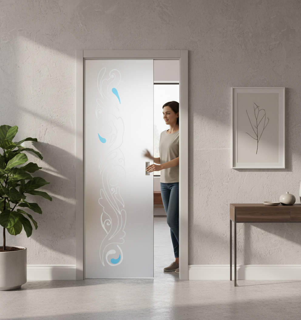 Premium Frameless Satin Glass Door with Easy-Clean Finish and 100mm Jambs - Custom Sizes Available