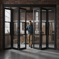Premium 6 Door Industrial Style Folding Doors with Tinted Glass for Home and Apartment Decor
