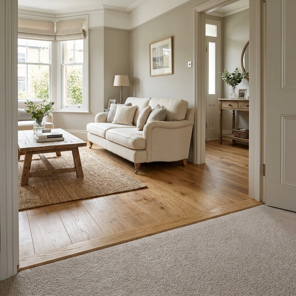 1m Laminate End Door Profile in Light Oak for Flooring Transition