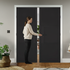Premium Industrial Style 3 Panel Internal Door Pair with Solid Core and Prefinished Black Design