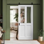 Internal Sliding Door 4 Panel 2 Light with Clear Bevelled Glass - Rustic Charm and Smooth Operation - Image 2