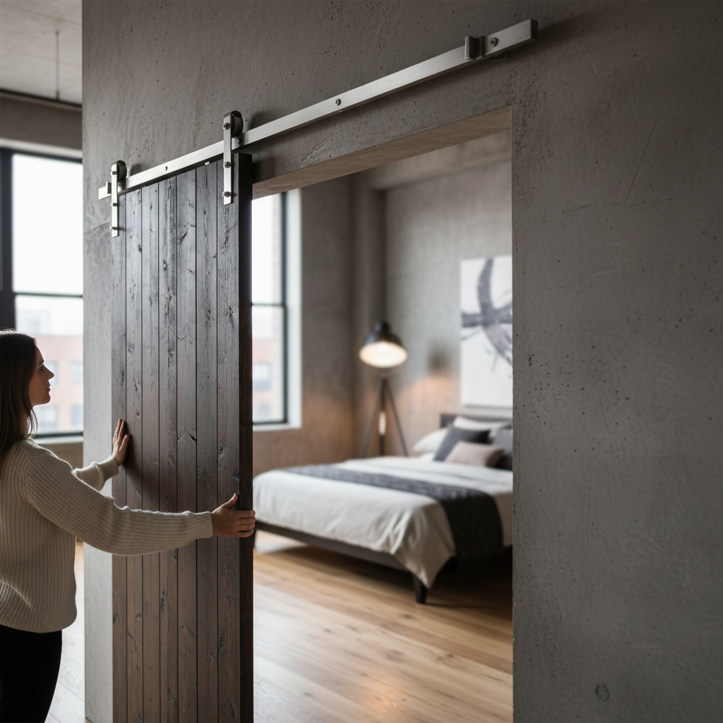 Premium Satin Nickel Face Mounted Sliding Barn Door Track for Doors Up to 100kg and 1000mm Width